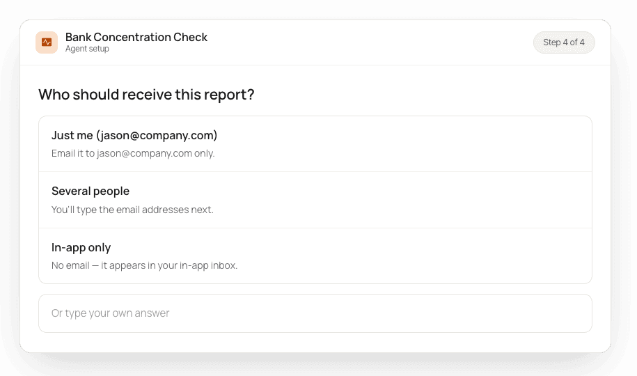 Palm agent setup: choosing who should receive the report