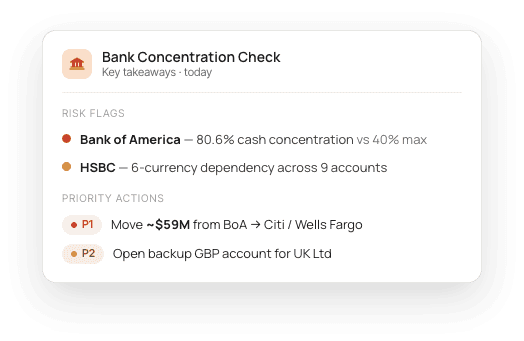 Bank Concentration Check key takeaways: risk flags and priority actions