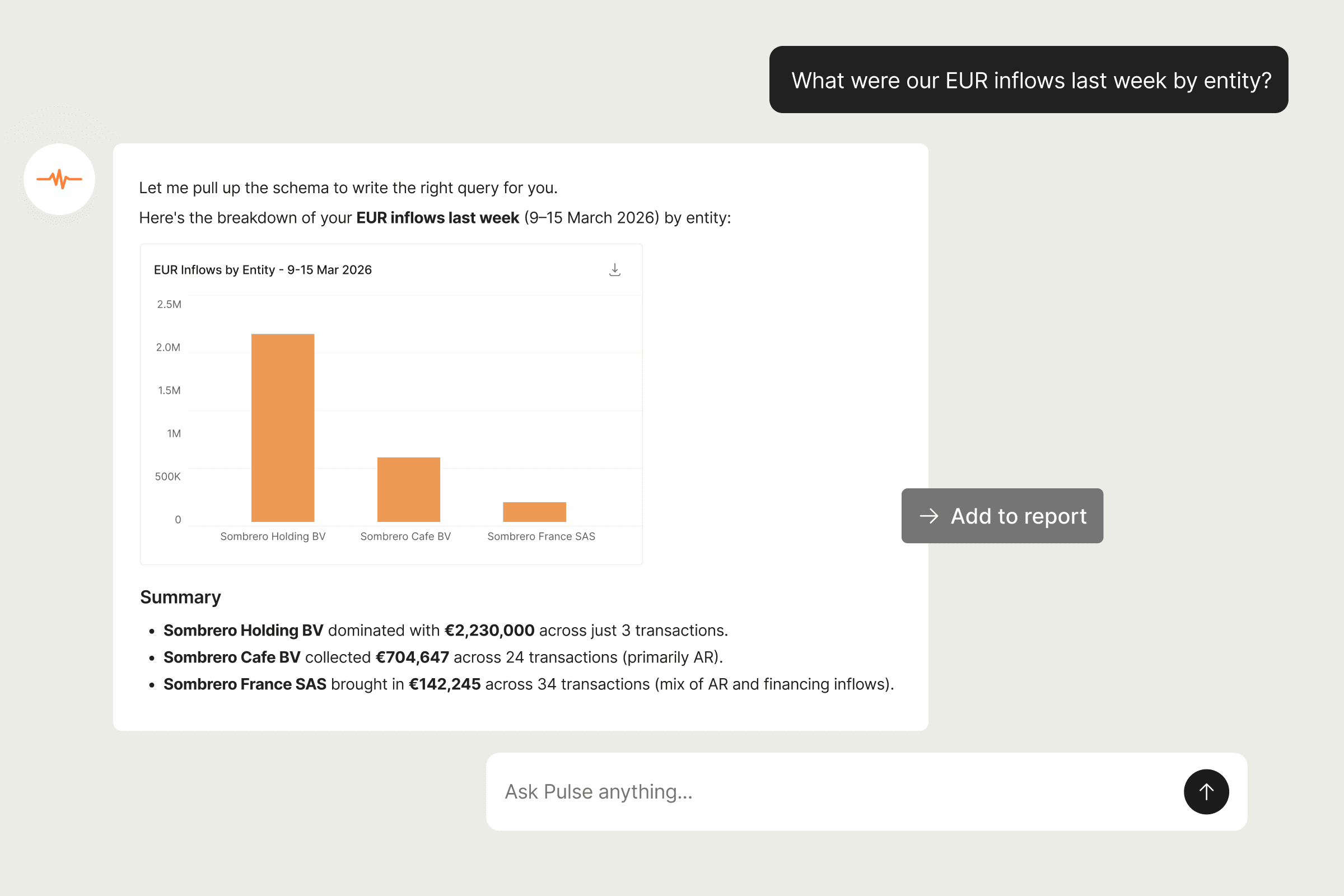 Query your treasury data in plain language